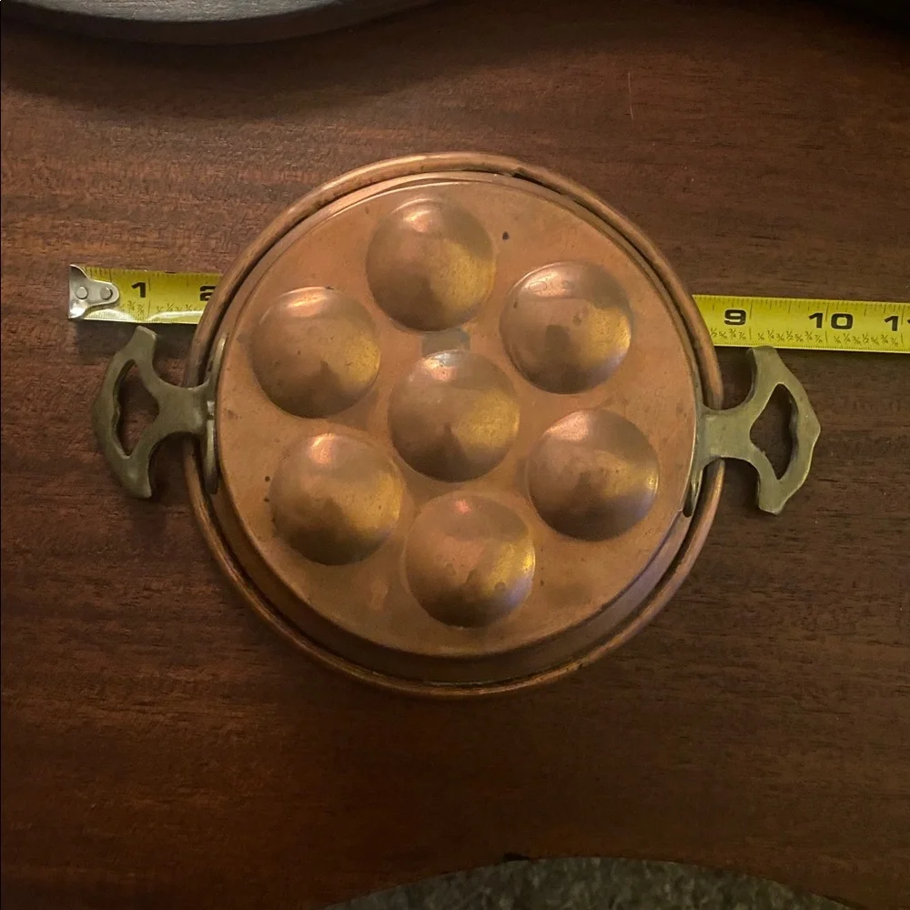 Antique Copper Brass handles Egg Poacher or escargot pan. Early 1900’s, French